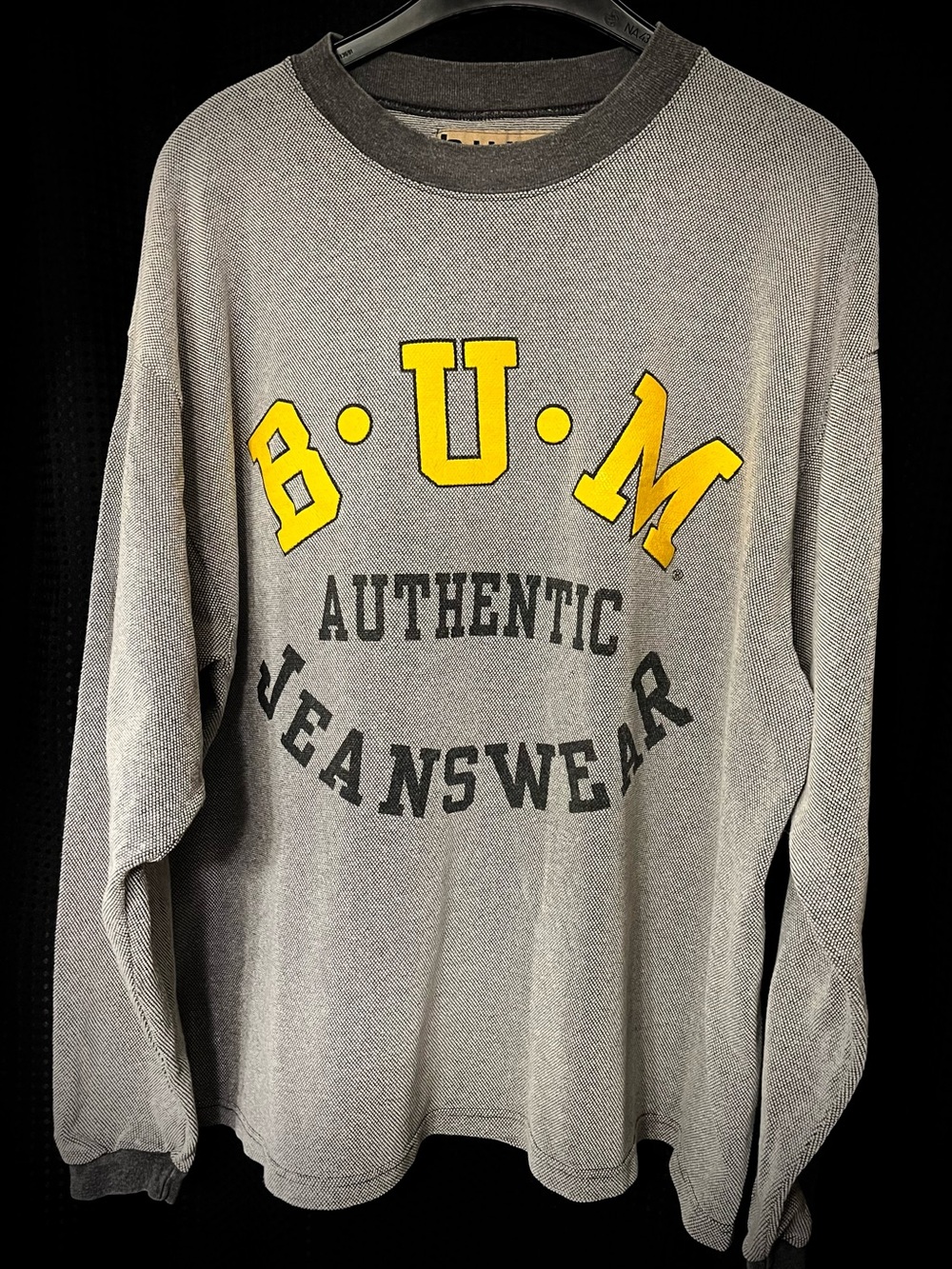 90’s vintage B.U.M Authentic Jeanswear Gray Long-Sleeve Sweatshirt size XL